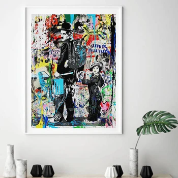 Cuadros Decoration Salon Chaplin Graffiti Posters and Prints Canvas Painting Banksy Wall Art Print Wall Pictures For Living Room
Cuadros Decoration Salon Chaplin Graffiti Posters and Prints Canvas Painting Banksy Wall Art Print Wall Pictures For Living Room