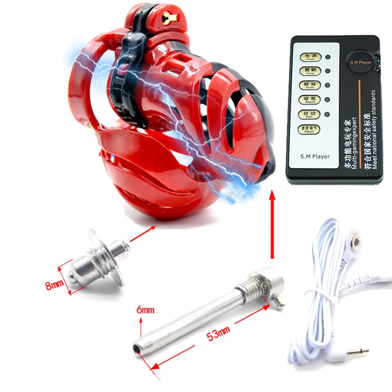 Electric Shock Chastity Cage Vibrator Sex Toys For Men Masturbator Electro Pulse Vibrating Ring Cock Cage Penis Sleeve Adult Toy