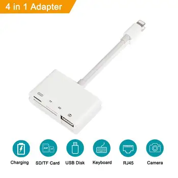 4 in 1 for Lightning to USB Camera Connection Kits,Trail Game Camera Viewer OTG Cable for iphone x 8 8plus for ipad -No Need APP
4 in 1 for Lightning to USB Camera Connection Kits,Trail Game Camera Viewer OTG Cable for iphone x 8 8plus for ipad -No Need APP