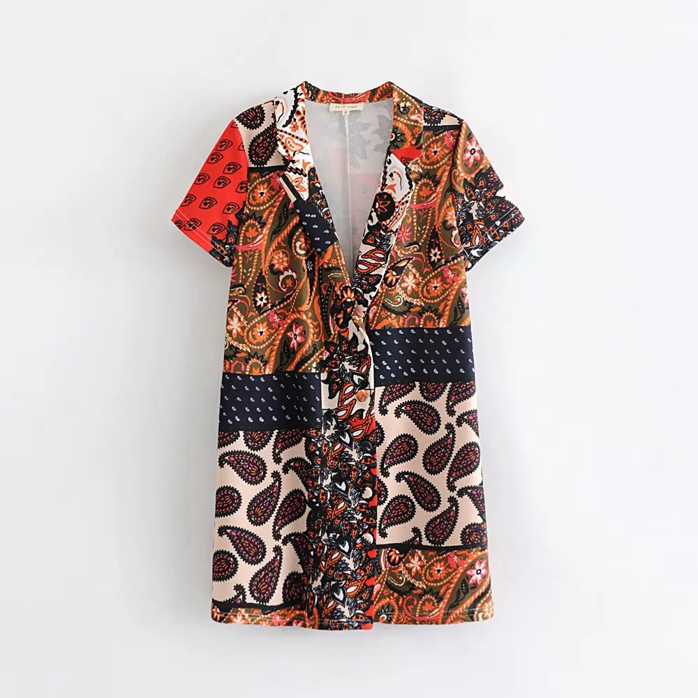 2019 new women vintage cloth patchwork printing casual straight dress female short sleeve vestidos chic buttons dresses DS2030
2019 new women vintage cloth patchwork printing casual straight dress female short sleeve vestidos chic buttons dresses DS2030