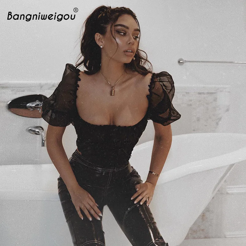 Bangniweigou Shrug Puff Sleeves Vintage Princess Gauze Shirt Women Elastic Shirred Transparent Chest Pleat Crop Top Black White
Bangniweigou Shrug Puff Sleeves Vintage Princess Gauze Shirt Women Elastic Shirred Transparent Chest Pleat Crop Top Black White