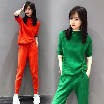 HAMALIEL Women Runway Knit Long Pants 2PCS Sets Summer Green Knitted Sweater Tracksuits + Fashion Elastic Pocket Trousers Suits
HAMALIEL Women Runway Knit Long Pants 2PCS Sets Summer Green Knitted Sweater Tracksuits + Fashion Elastic Pocket Trousers Suits