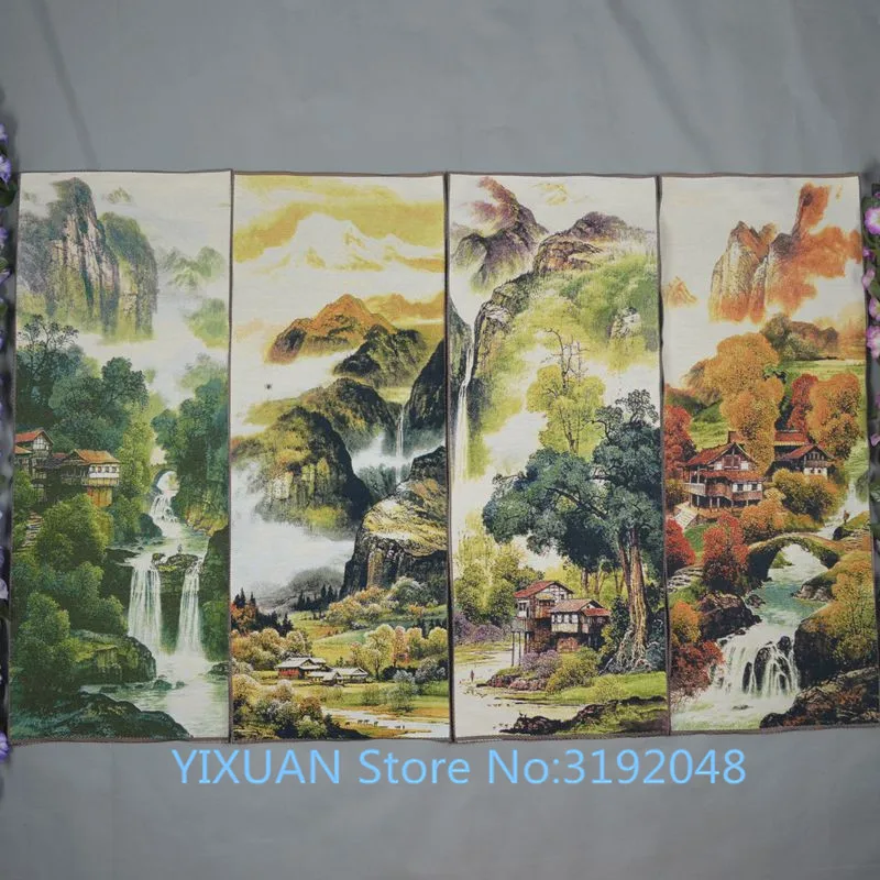 Silk screen painting four exquisite embroidery embroidery painting a beautiful land.
Silk screen painting four exquisite embroidery embroidery painting a beautiful land.