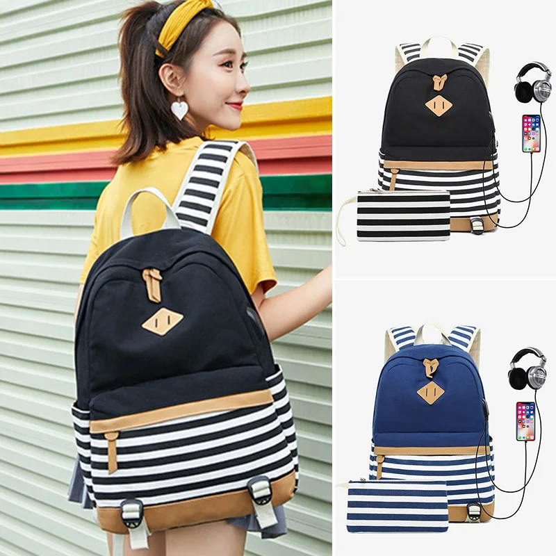 Casual Women's Canvas Backpack Fashion Stripes Waterproof Feamle Students School Bags Simple Travel Hot Sale Lady Composite Bag
Casual Women's Canvas Backpack Fashion Stripes Waterproof Feamle Students School Bags Simple Travel Hot Sale Lady Composite Bag