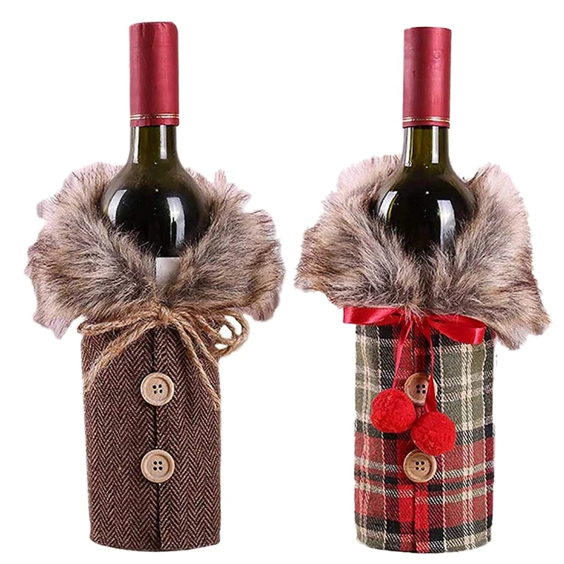 2Pcs Christmas Sweater Wine Bottle Cover, Newest Collar and Button Coat Design Wine Bottle Sweater Wine Bottle Dress Sets Xmas
2Pcs Christmas Sweater Wine Bottle Cover, Newest Collar and Button Coat Design Wine Bottle Sweater Wine Bottle Dress Sets Xmas