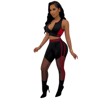Two Piece Sets Tank Crop Top and Mesh See Through Splicing Pants 2020 Women Summer Zipper Up Casual Sportwear Tracksuits Outfits
Two Piece Sets Tank Crop Top and Mesh See Through Splicing Pants 2020 Women Summer Zipper Up Casual Sportwear Tracksuits Outfits