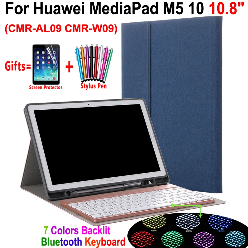 7 Colors Backlit Removable Bluetooth Keyboard Leather Smart Cover Pencil Case for Huawei MediaPad M5 10 10.8 Coque Funda
7 Colors Backlit Removable Bluetooth Keyboard Leather Smart Cover Pencil Case for Huawei MediaPad M5 10 10.8 Coque Funda