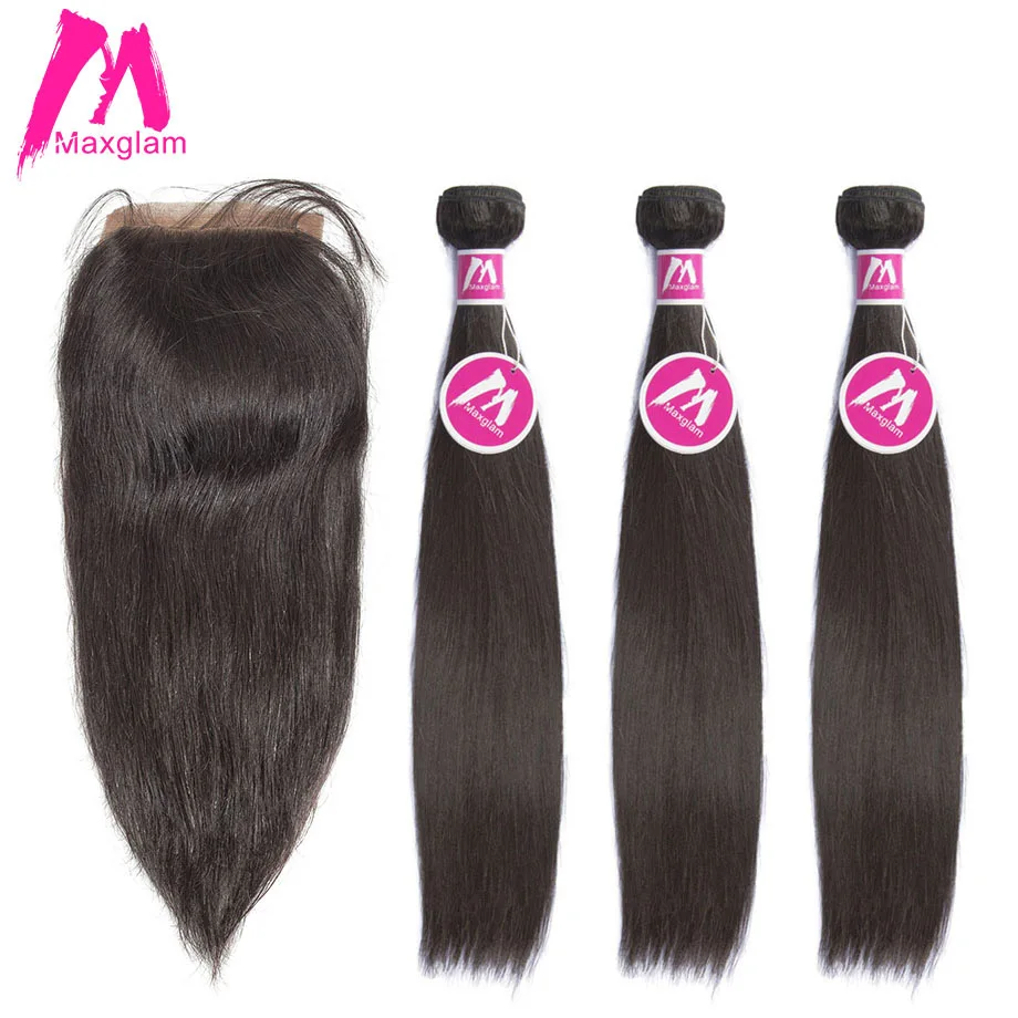 Maxglam 3 Human Hair Bundles with Silk Base Closure Brazilian Straight Remy Hair Extension Free Shipping
Maxglam 3 Human Hair Bundles with Silk Base Closure Brazilian Straight Remy Hair Extension Free Shipping