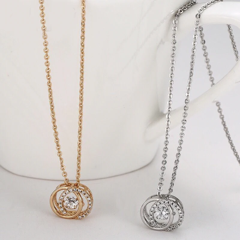MxGxFam Zircon Double Round Pendant For Women Fashion Jewelry 18 k / White Gold Color AAA+ with 45cm Matching Chain.
MxGxFam Zircon Double Round Pendant For Women Fashion Jewelry 18 k / White Gold Color AAA+ with 45cm Matching Chain.