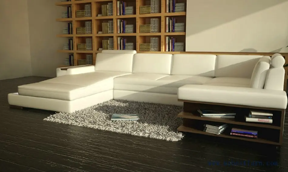 Image Modern Sofa Set with bookshelf, Top grain leather living room sofa  S8639