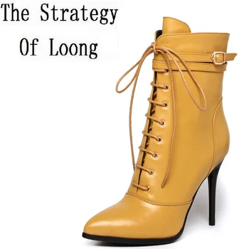 2019 New Super High Thin Heel Zipper Cow Leather Women Boots Lace-up High Top Pointed Toe Pure Color Winter Ankle Boots ZY170911
2019 New Super High Thin Heel Zipper Cow Leather Women Boots Lace-up High Top Pointed Toe Pure Color Winter Ankle Boots ZY170911