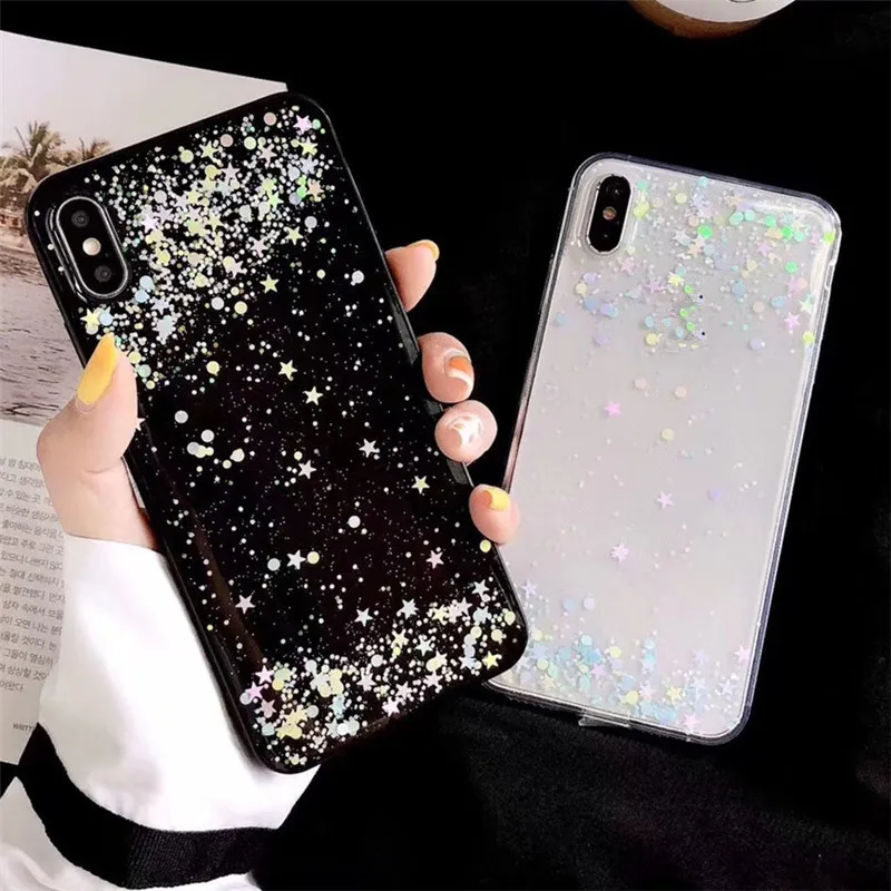 Силиконовый чехол с блестками и цветными звездами для Xiaomi Redmi note 7 Pro 5 Plus mi 9 mi8 lite 6 8