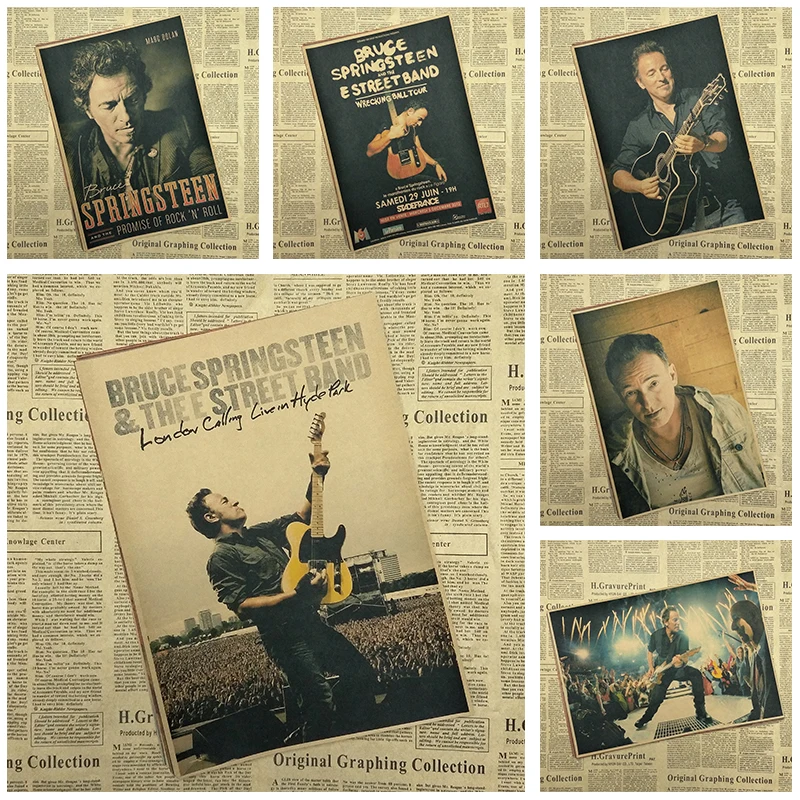 Декоративный плакат из крафт бумаги в стиле ретро Брюс спринстин|decorative poster|posters
