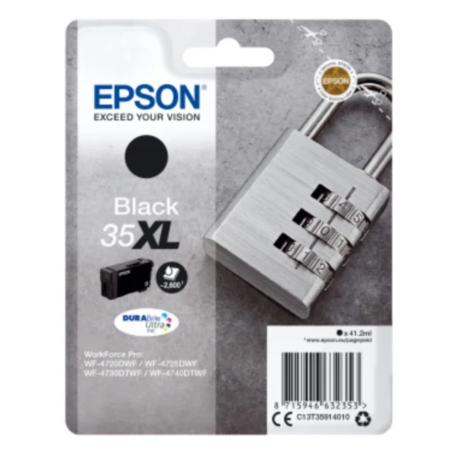 Epson Singlepack Black 35XL DURABrite Ultra Ink, Negro, Epson, WorkForce Pro, de tinta, 41,2 ml, CE
Epson Singlepack Black 35XL DURABrite Ultra Ink, Negro, Epson, WorkForce Pro, de tinta, 41,2 ml, CE