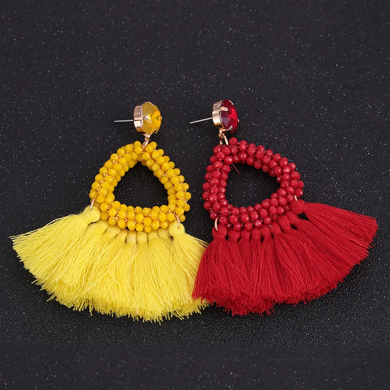 Oorbellen crystal beads pendientes boho drop earrings for women wedding earrings statement earrings tassel earrings (19)