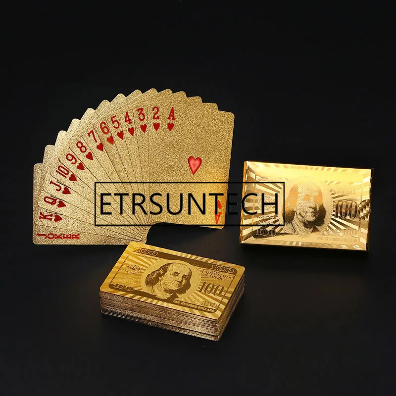 50sets Golden Playing Cards Deck Gold Foil Poker Set Magic Card Plastic Foil Poker Gift Collection Wedding Favor For Guest
50sets Golden Playing Cards Deck Gold Foil Poker Set Magic Card Plastic Foil Poker Gift Collection Wedding Favor For Guest