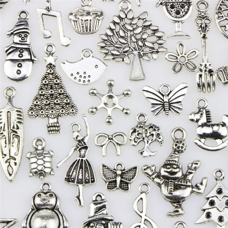 100pcs/lot Mixed Christmas Antique Silver European Bracelets Charm Pendants Jewelry Making Findings DIY Charms Handmade
100pcs/lot Mixed Christmas Antique Silver European Bracelets Charm Pendants Jewelry Making Findings DIY Charms Handmade