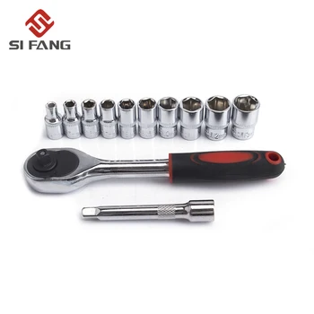 Car Repair Tool Set 11pcs 1/2" Inch Ratchet Wrench Set Hand Socket Set Released Handle Extension Bar Tool for Car Repair 8-24MM