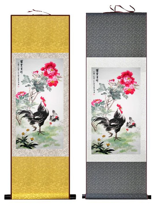 Traditional chiken and flower Painting Home Office Decoration Chinese scroll painting rooster painting
Traditional chiken and flower Painting Home Office Decoration Chinese scroll painting rooster painting