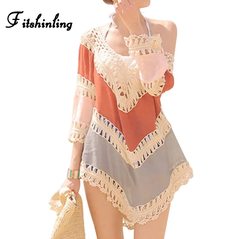 Fitshinling Handmade crochet lace splice beach cover up blouse shirt female 3/4 sleeve swimwear output sexy hot women blouses
Fitshinling Handmade crochet lace splice beach cover up blouse shirt female 3/4 sleeve swimwear output sexy hot women blouses