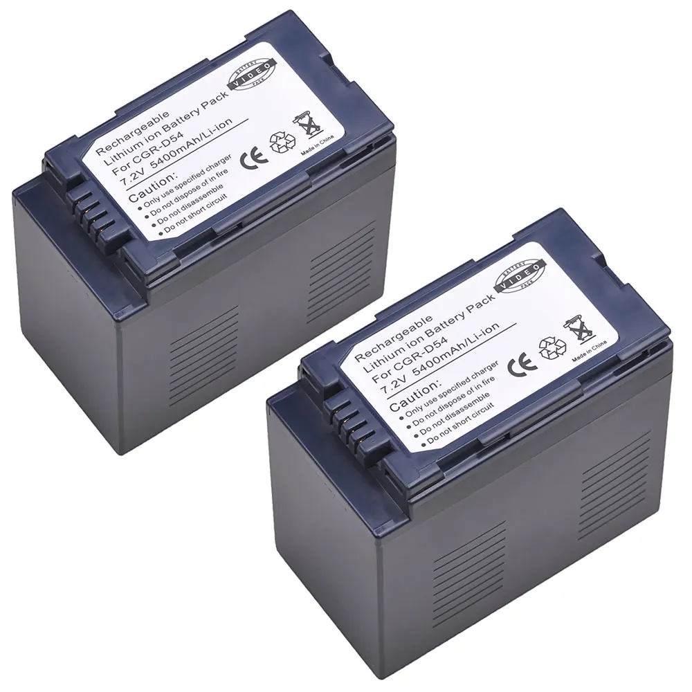 Tectra 5400mAh 2pcs CGR-D54 CGR D54 CGRD54 Battery for Panasonic CGA-D54 Panasonic AG-AC8PJ AG-AC90A AG-HPX250 HC-X1000 Battery
Tectra 5400mAh 2pcs CGR-D54 CGR D54 CGRD54 Battery for Panasonic CGA-D54 Panasonic AG-AC8PJ AG-AC90A AG-HPX250 HC-X1000 Battery