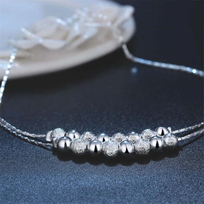 KOFSAC Summer New 925 Sterling Silver Beads Ankle Bracelet Double Layer Chain Anklets For Women Fashion Jewelry Girl Best Gifts
KOFSAC Summer New 925 Sterling Silver Beads Ankle Bracelet Double Layer Chain Anklets For Women Fashion Jewelry Girl Best Gifts