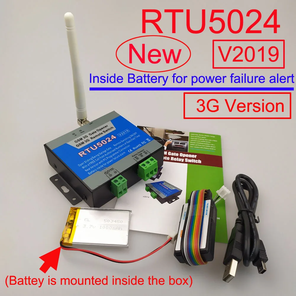2019 New RTU5024 3G/GSM Gate Opener Relay Switch Sliding gate Opener PC programmer and Battery inside for power failure alert
2019 New RTU5024 3G/GSM Gate Opener Relay Switch Sliding gate Opener PC programmer and Battery inside for power failure alert