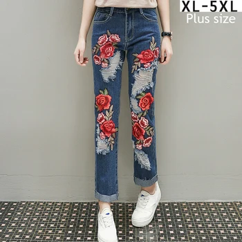 Womens Destroyed Jeans Plus Size Loose High Waist Women Jeans Embroidered Floral Ripped Slim Denim Pants hole boyfriend jeans
Womens Destroyed Jeans Plus Size Loose High Waist Women Jeans Embroidered Floral Ripped Slim Denim Pants hole boyfriend jeans