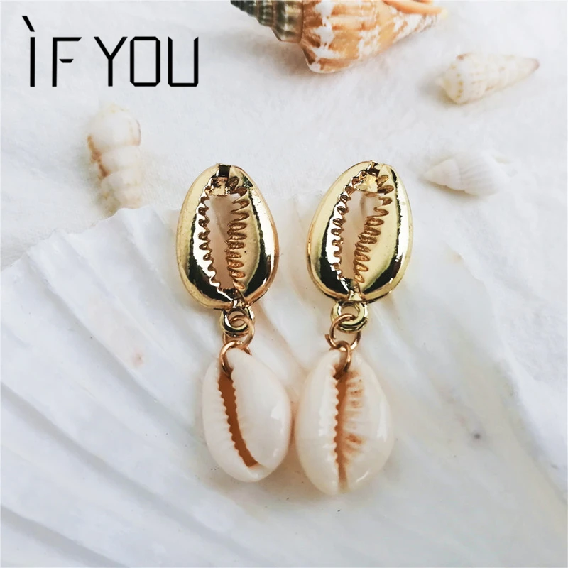 IF YOU Bohemia Fashion Sea Shell Earrings For Women Gold Color Metal Shell Cowrie Dangle Earrings 2019 New Summer Beach Jewelry
IF YOU Bohemia Fashion Sea Shell Earrings For Women Gold Color Metal Shell Cowrie Dangle Earrings 2019 New Summer Beach Jewelry