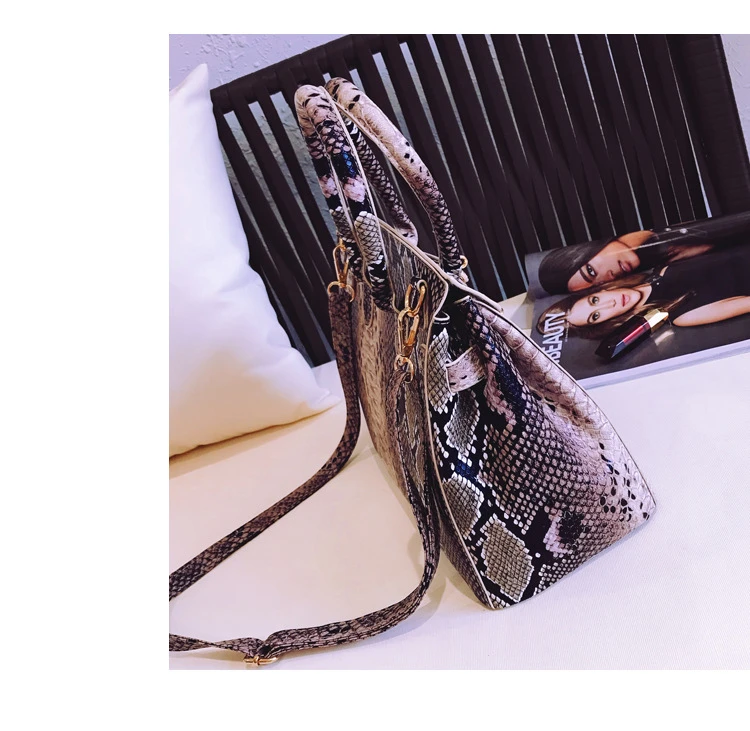Luxury Designer Serpentine Patten Women Pu Leather Handbags