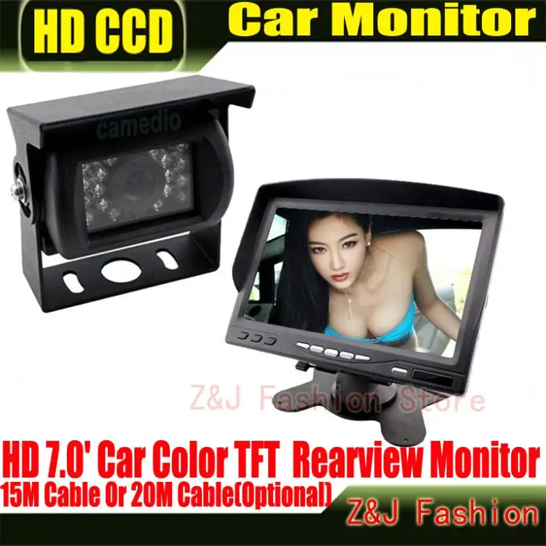 

Hot Selling 18 IR Reverse Camera +NEW 7" LCD Monitor+Car Rear View Kit car camera BUS And Truck parking sensor Free Shipping