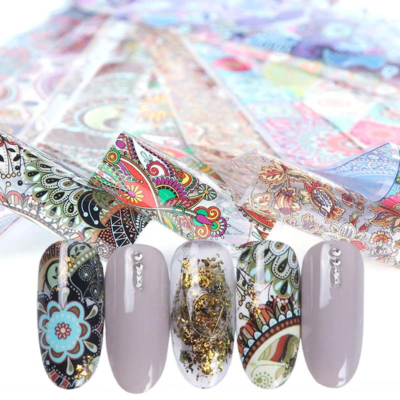 10 Sheets Nail Foils Bohemian Series Mixed Patterns Colorful Nail Art Transfer Sticker Paper for Nails DIY Design Decorations
10 Sheets Nail Foils Bohemian Series Mixed Patterns Colorful Nail Art Transfer Sticker Paper for Nails DIY Design Decorations