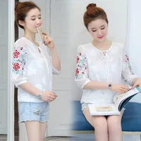 new-fashion-chic-women-summer-Embroidery-Floral-half-sleeve-o-neck-chiffon-blouse-female-girls-office.jpg_200x200