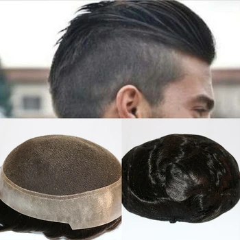 SimBeauty Australian Base (Swiss Lace with PU Silicone around) Custom Mens Toupee Hairpiece Human Hair Replacement Prosthesis