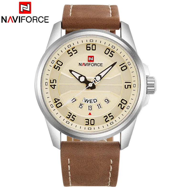 

2018 New NAVIFORCE Brand Men Quartz Watches Leatehr Waterproof Analog Watches Mens Date Casual Clock Rome Time Relogio Masculino
