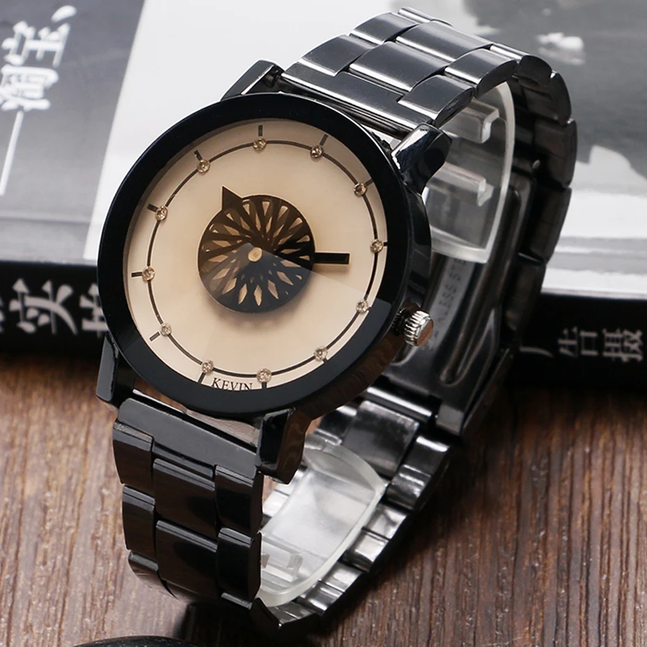 KEVIN Female Wristwatch Creative Double dials Simple Quartz Watch Bronze Stainless Steel Bracelets Women Clock for Parties (8)