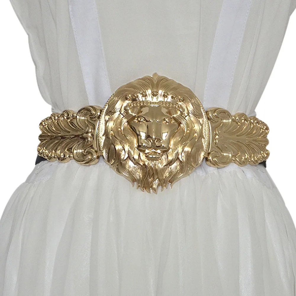 Luxury Womens Gold Lion Head Waist Belt Elastic Stretchy Retro Punk Wide Waist Corset Belts for Dress Waistband Ceinture Femme
Luxury Womens Gold Lion Head Waist Belt Elastic Stretchy Retro Punk Wide Waist Corset Belts for Dress Waistband Ceinture Femme