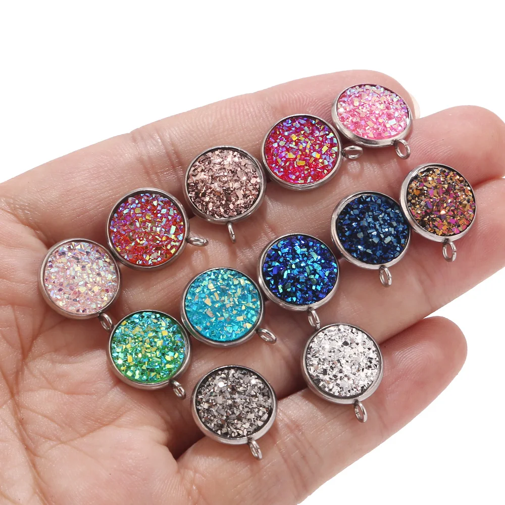 40pcs 12mm Stainless Steel Dull Silver Tone Resin Druzy Jewelry Findings Components with Loop for Earring Making Stud Posts
40pcs 12mm Stainless Steel Dull Silver Tone Resin Druzy Jewelry Findings Components with Loop for Earring Making Stud Posts
