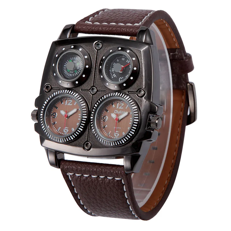 OULM Army Military Watch Multiple Time Zone Decoration Thermometer Compass Janpan Quartz Mens Wrist Watch Voyager Clock
OULM Army Military Watch Multiple Time Zone Decoration Thermometer Compass Janpan Quartz Mens Wrist Watch Voyager Clock