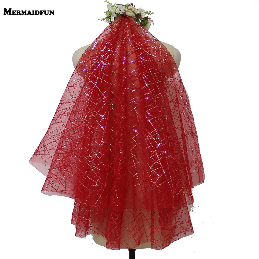 2019 New 2 Layers Bling Sequins Red Short Wedding Veil with Blusher Bridal Veil with Comb Voile Mariage
2019 New 2 Layers Bling Sequins Red Short Wedding Veil with Blusher Bridal Veil with Comb Voile Mariage
