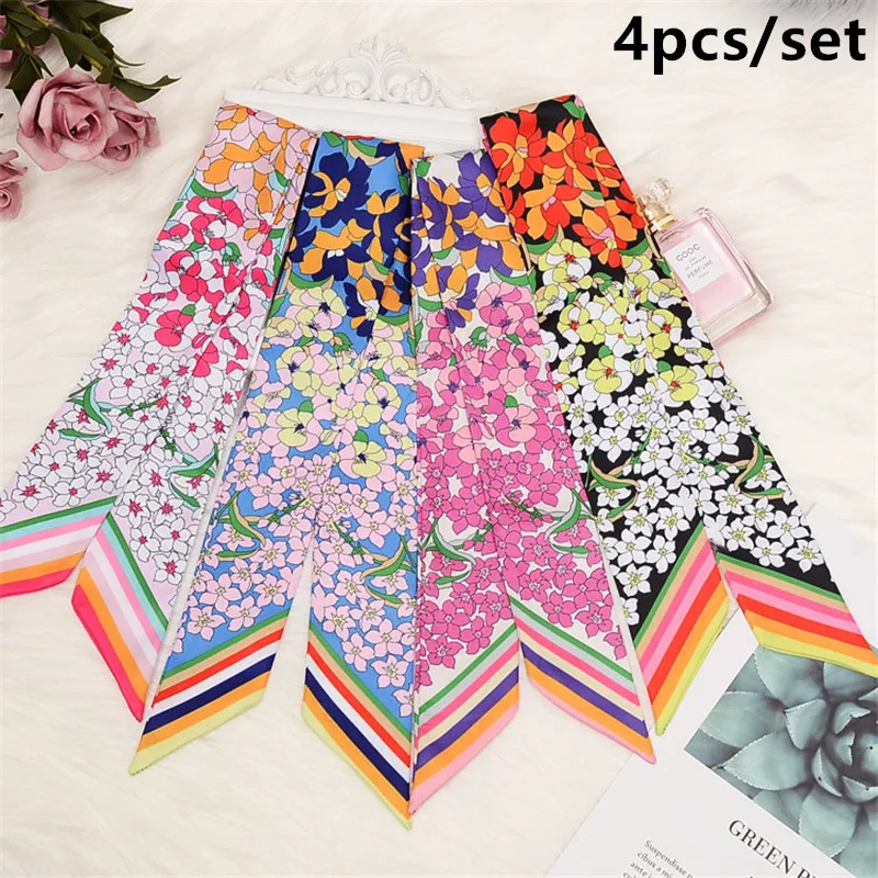 4pcs/set New Neck Skinny Scarf Floral Printing Silk Scarf For Women Luxury Brand Foulard Fashion Belt For Ladies Head Bag Scarf
4pcs/set New Neck Skinny Scarf Floral Printing Silk Scarf For Women Luxury Brand Foulard Fashion Belt For Ladies Head Bag Scarf