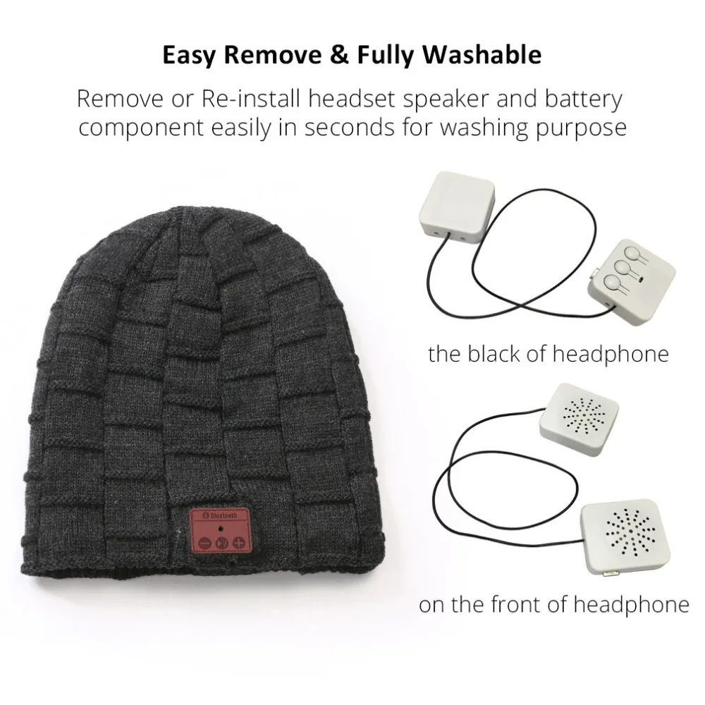Bluetooth Headphones Wireless Smart Beanie Headset Musical Earphone Hat Winter Sports with Mic Headphone Cap for Meizu Earphone