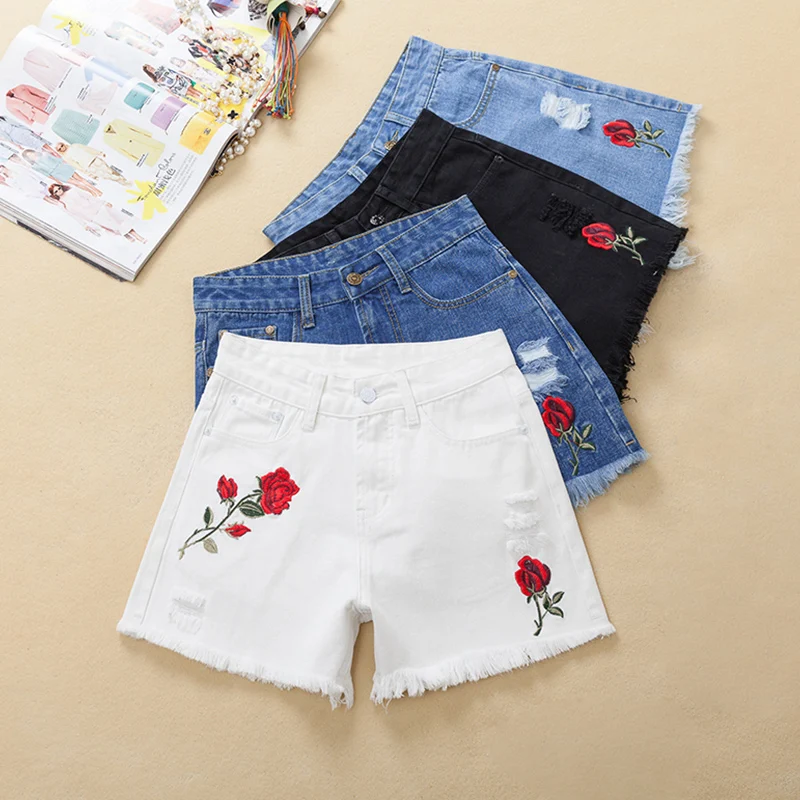 Thoshine Brand 2018 Summer Women Short Jeans Embroidery Rose Female Hole Denim Hot Pants Mini Shorts Lady Sexy Bottoms Plus Size
Thoshine Brand 2018 Summer Women Short Jeans Embroidery Rose Female Hole Denim Hot Pants Mini Shorts Lady Sexy Bottoms Plus Size