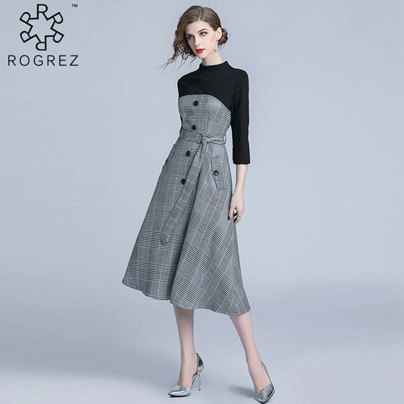 ROGREZ High Street Autumn Winter Women Elegant Dress O Neck Half Sleeve Slash Slim Long Midi Dresses Vestidos
ROGREZ High Street Autumn Winter Women Elegant Dress O Neck Half Sleeve Slash Slim Long Midi Dresses Vestidos