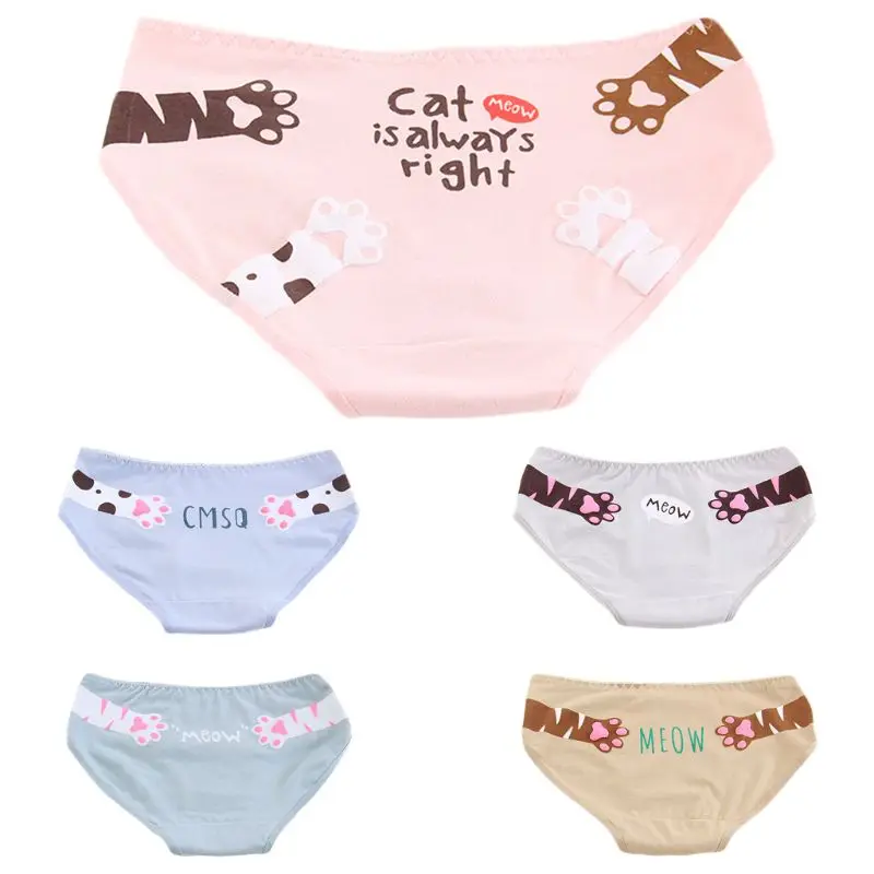 Women Mid-Rise Cotton Crotch Underwear Cute Cartoon Cat Paw Letters Printed Panties Sweet Girls Colored Bowknot Thongs 5 Colors
Women Mid-Rise Cotton Crotch Underwear Cute Cartoon Cat Paw Letters Printed Panties Sweet Girls Colored Bowknot Thongs 5 Colors