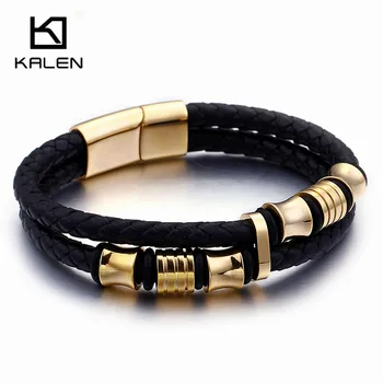 KALEN Vintage Double Layer Leather Bracelets For Men 22cm Stainless Steel GoldBlack Charm Wrap Bangle Armband Jewellry
KALEN Vintage Double Layer Leather Bracelets For Men 22cm Stainless Steel GoldBlack Charm Wrap Bangle Armband Jewellry