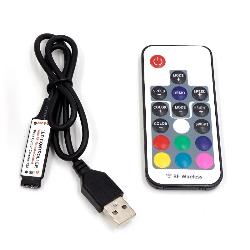5V USB LED RGB RF Remote Controler 17Key Mini Set Black Cable For USB RGB LED Strip Led Strip tape lighting
5V USB LED RGB RF Remote Controler 17Key Mini Set Black Cable For USB RGB LED Strip Led Strip tape lighting