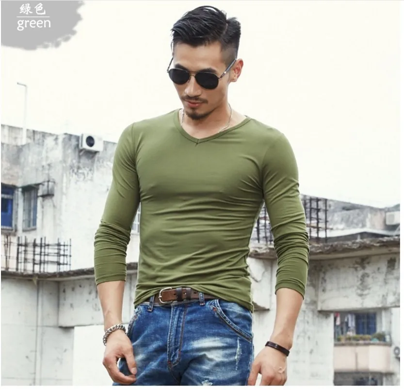 Spring and Autumn Long Sleeve Slim Men's T-Shirt Set V-neck Solid Color Polyester T-Shirt Men's Multi-Color Tops.
Spring and Autumn Long Sleeve Slim Men's T-Shirt Set V-neck Solid Color Polyester T-Shirt Men's Multi-Color Tops.