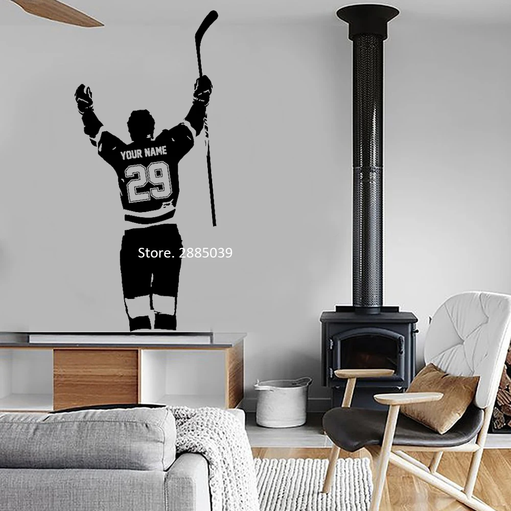 Personalized Hockey Player Wall Decal Stickers Custom Name & Numbers Art Hockey Goal Vinyl Sticker Boy Kids Bedroom Decor LC1071
Personalized Hockey Player Wall Decal Stickers Custom Name & Numbers Art Hockey Goal Vinyl Sticker Boy Kids Bedroom Decor LC1071