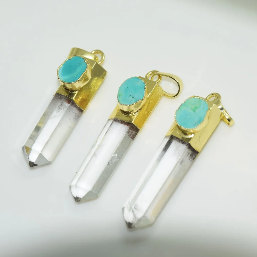 Natural Clear Crystal Quartz Hexagonal Pendant for Necklace 6 Face Column Green Turquoises Gold Cap stone pendant for women 2019
Natural Clear Crystal Quartz Hexagonal Pendant for Necklace 6 Face Column Green Turquoises Gold Cap stone pendant for women 2019